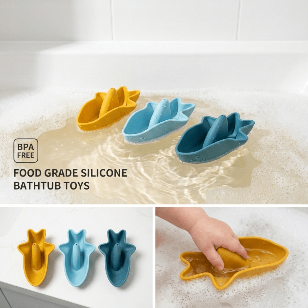 Silicone Shark Stacking Boats - Bath Buddy