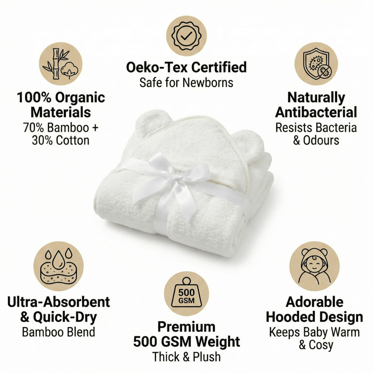 Ultra - Soft Bamboo Hooded Towel - Bath Buddy
