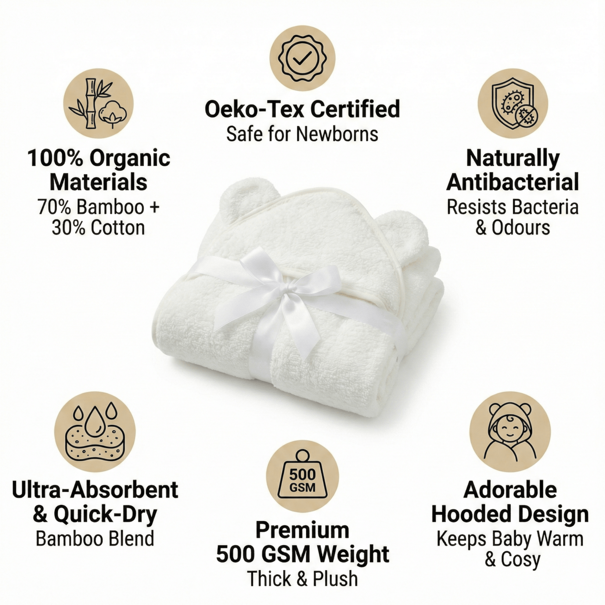 Ultra - Soft Bamboo Hooded Towel - Bath Buddy
