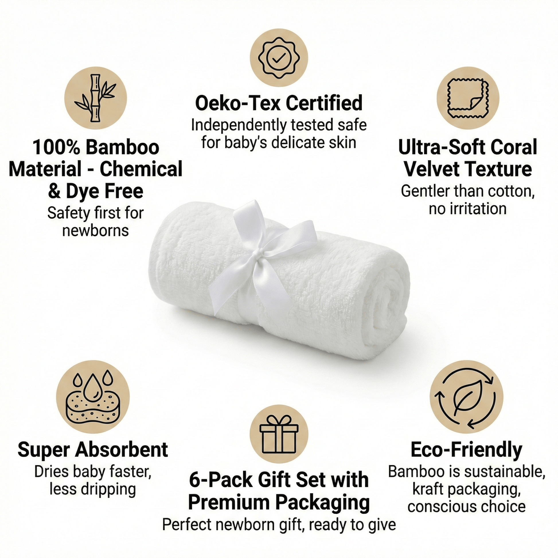 Ultra - Soft Bamboo Washcloth Towels - Bath Buddy